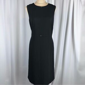 Vtg Garfield And Marks Sheath Dress Sz 10 Brass Accents Midi Sleeveless EUC